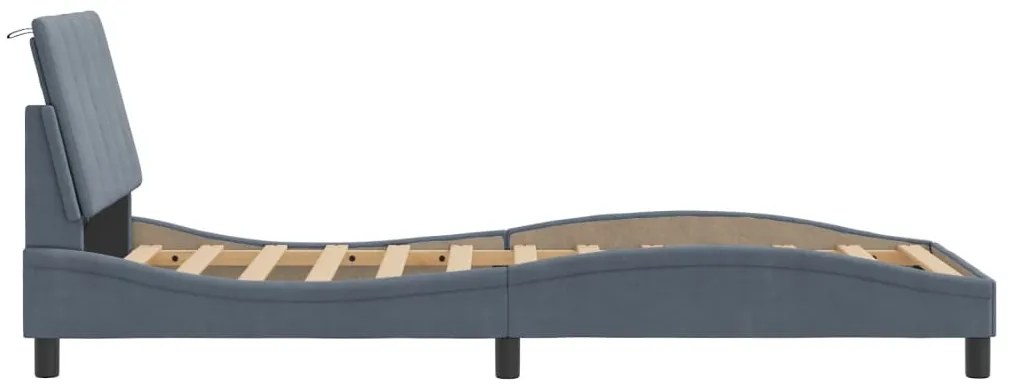Estrutura de cama c/ luzes LED 90x200 cm veludo cinza-escuro