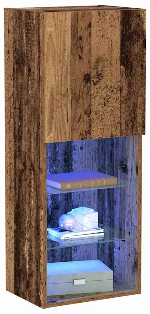 Estante para TV vidaXL com Luzes LED Madeira Antiga 40,5x30x102 cm