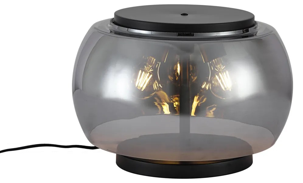 Candeeiro de Mesa Design Preto com Vidro Fumado 2-Luzes - Bino Design