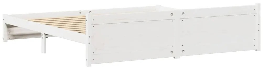 Cama sem colchão 200x200 cm madeira de pinho maciça branco