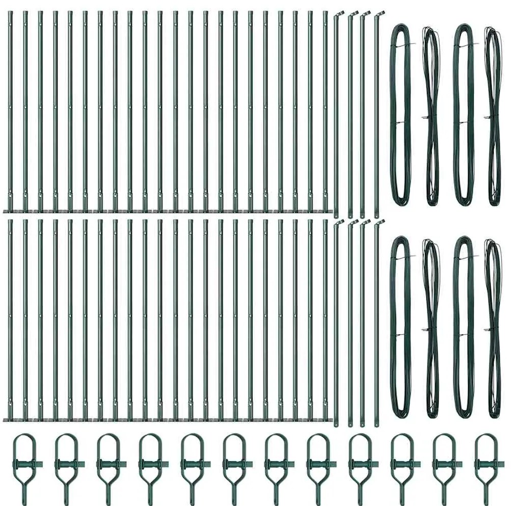 Postes de Cerca com Bases - 52 peças, Ø32mm, 70cm em Aço Galvanizado
