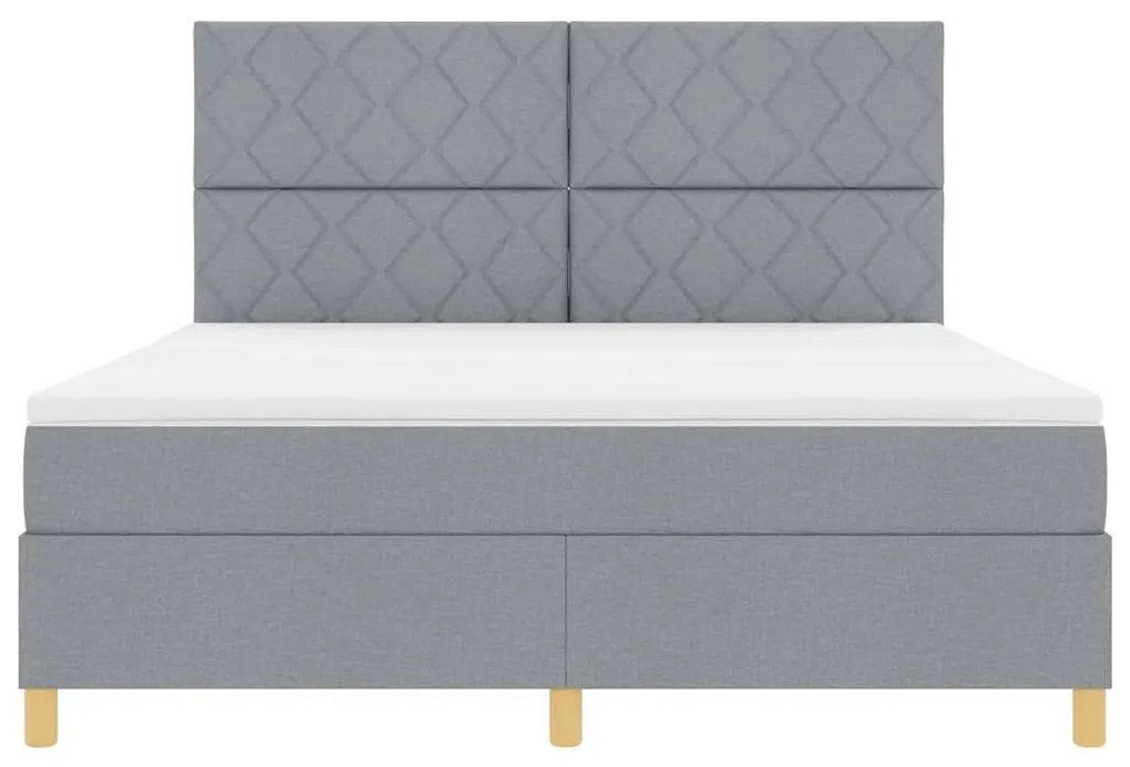 Cama Box Spring com Colchão e LED Cinza Claro 180x200 cm Tecido
