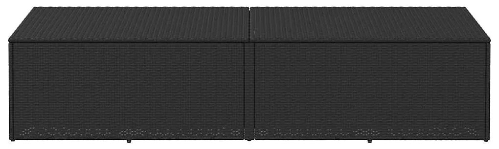 Caixa de arrumação para jardim 220x50x58 cm vime PE preto