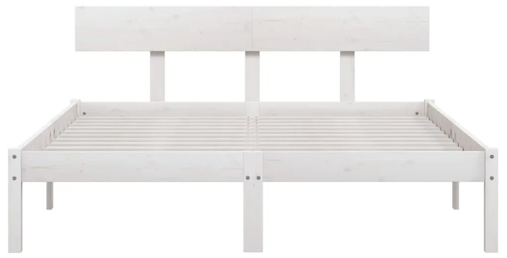 Estrutura de cama 140x190 cm pinho maciço branco