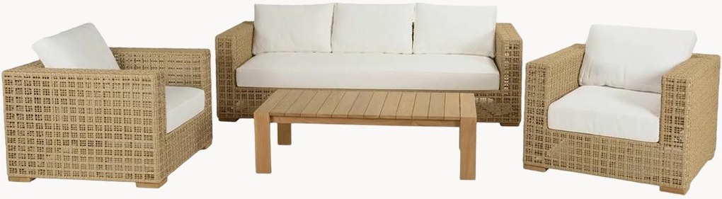 Conjunto lounge de jardim em madeira de teca Valeria, conjunto de 4
