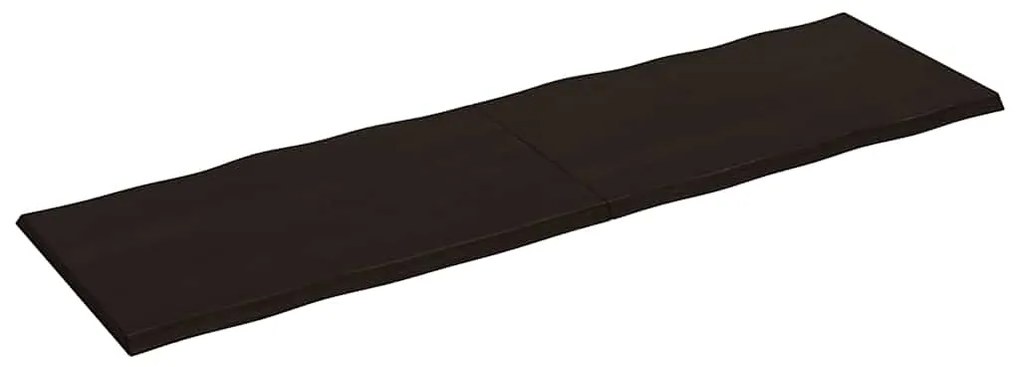 Tampo de mesa com bordas vivas maciço tratado castanho-escuro