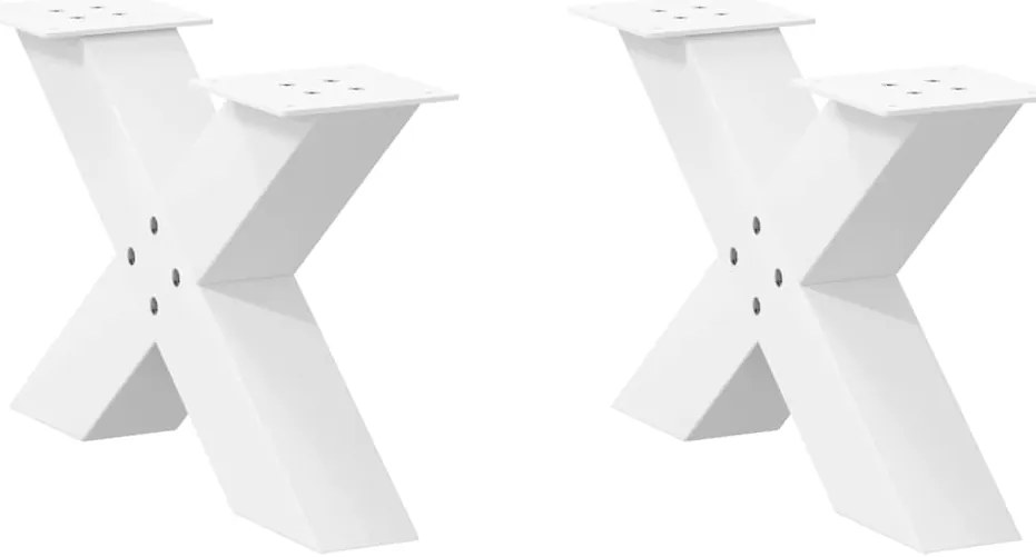 vidaXL Pés para mesa de centro em formato de X, 2 peças, branco, 50x(30-31) cm, aço