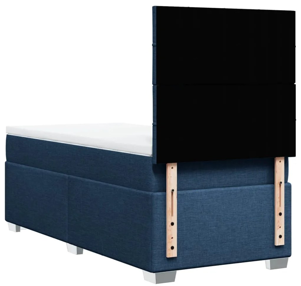 Cama com molas/colchão 80x200 cm tecido azul