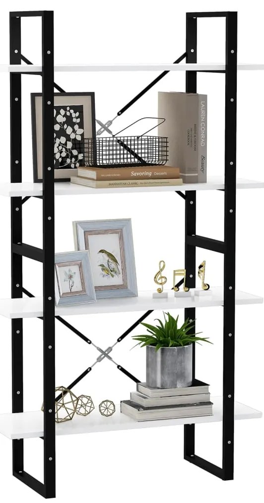 Estante com 4 prateleiras 80x30x140 cm derivados madeira branco