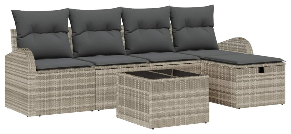 vidaXL Conjunto de Sofás com almofada 6 pcs Cinzento-claro vime PE