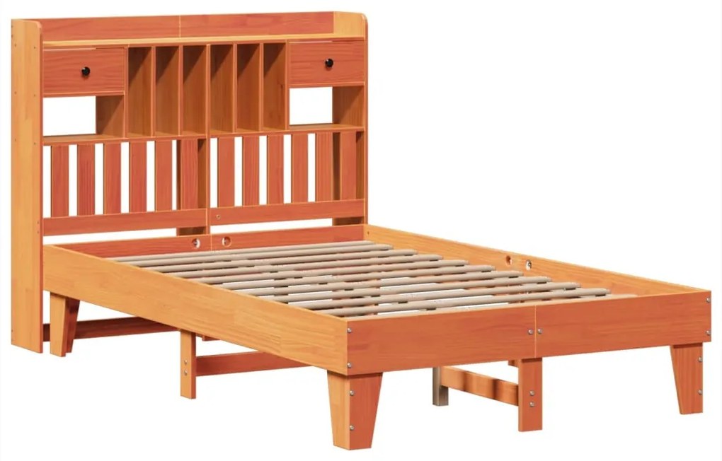 Cama sem colchão 120x200 cm madeira pinho maciça castanho-mel