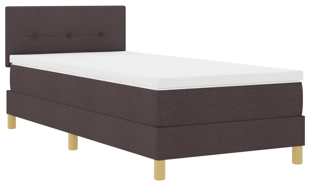 Cama Box Spring com Colchão Marrom Escuro 90x190 cm Tecido