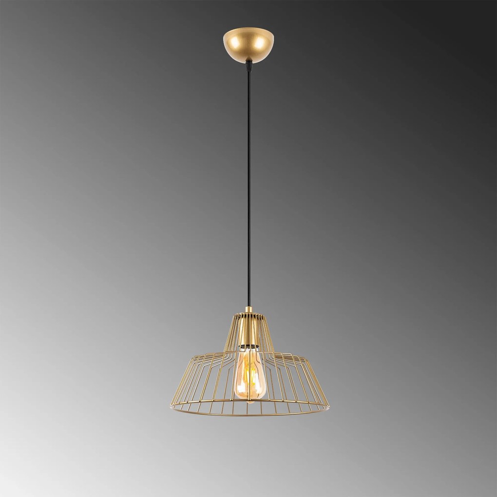 Chandelier Hakcu – Dourado Brilhante – 30 x 30 x 116 cm