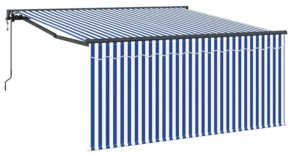 Toldo Retrátil Listras Azuis e Brancas Largo
