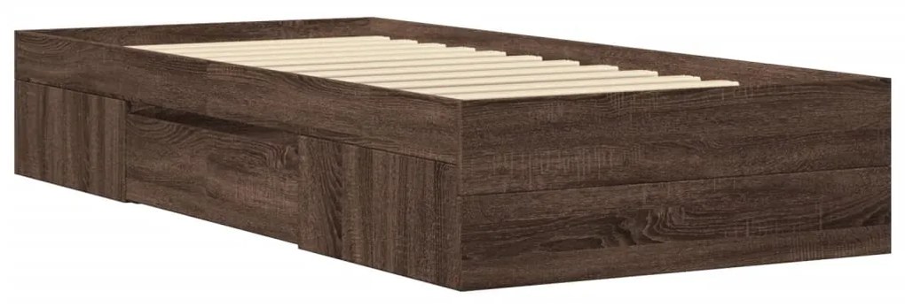 Estrutura cama s/ colchão derivados madeira carvalho castanho