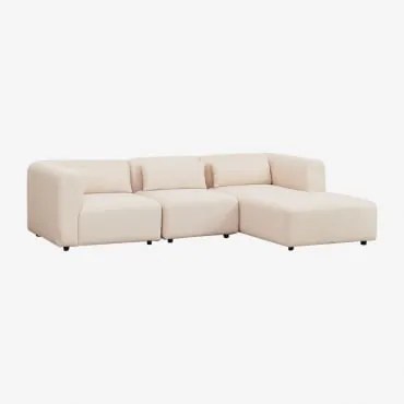 Sofá Modular Chaise Longue Direito De 3 Peças Fogler Chenille Creme Bege - Sklum