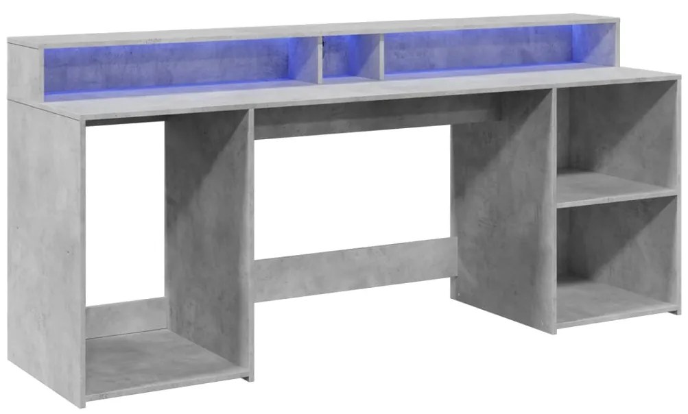 Secretária luzes LED 200x55x91 cm deriv. madeira cinza cimento