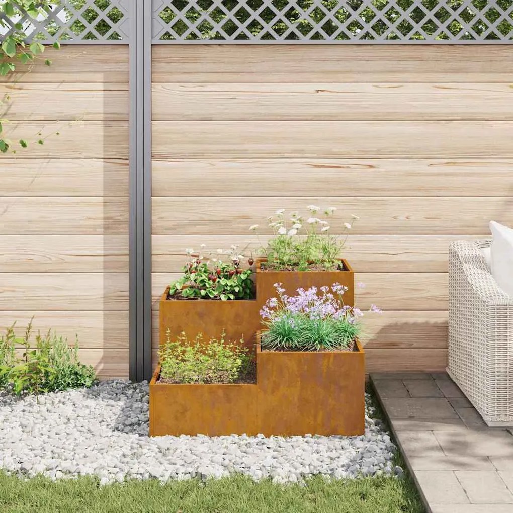 Jardineira vidaXL 80x80x60 cm em Aço Envelhecido