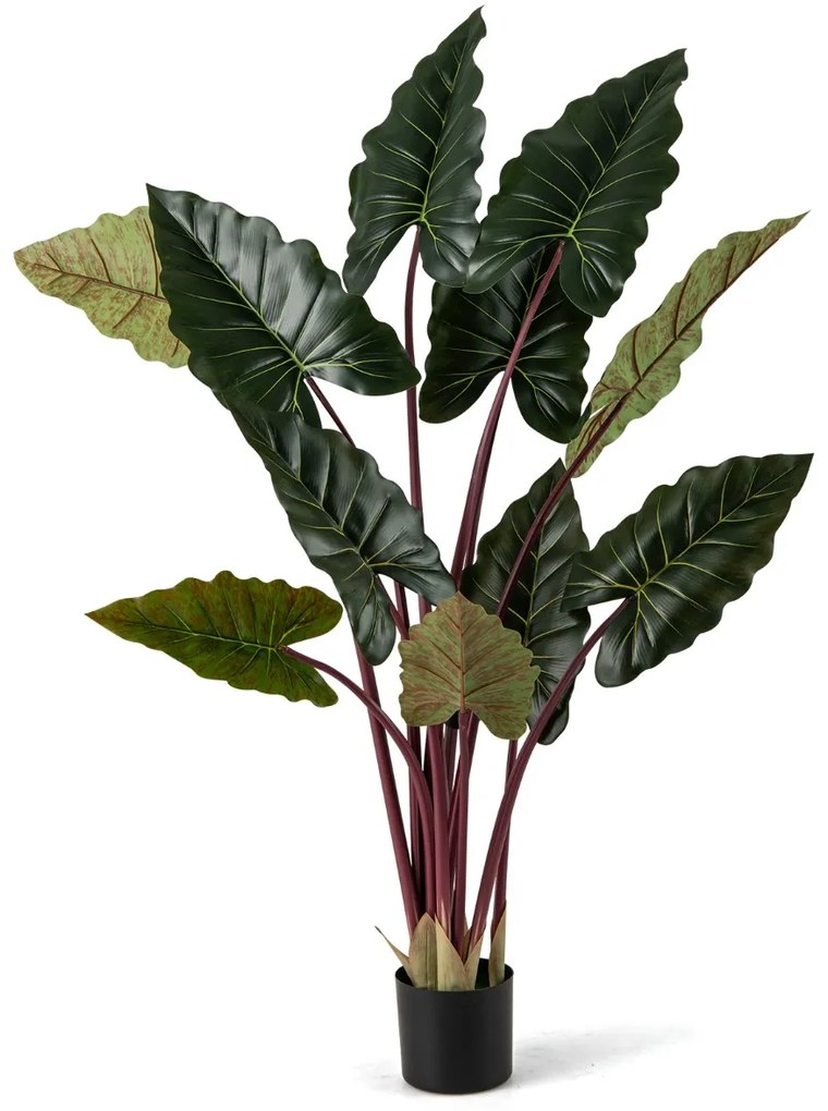 Árvore artificial de 160 cm decorativa com 11 folhas Caules ajustáveis Vaso preenchido com cimento verde