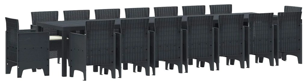 vidaXL Conjunto de Jantar para Jardim com Almofadas 17 pcs Antracite
