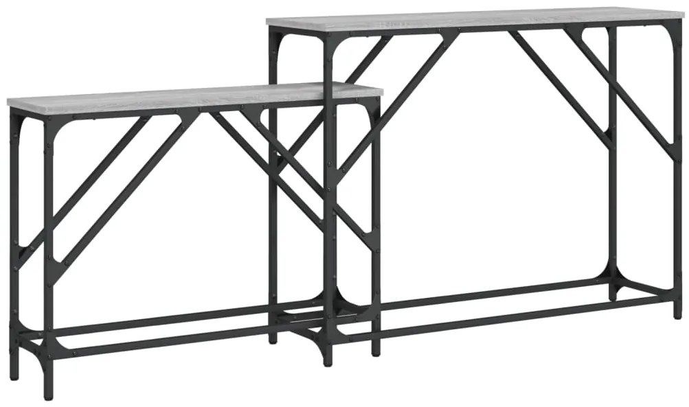 Mesas consola de encastrar 2 pcs deriv. madeira cinzento sonoma