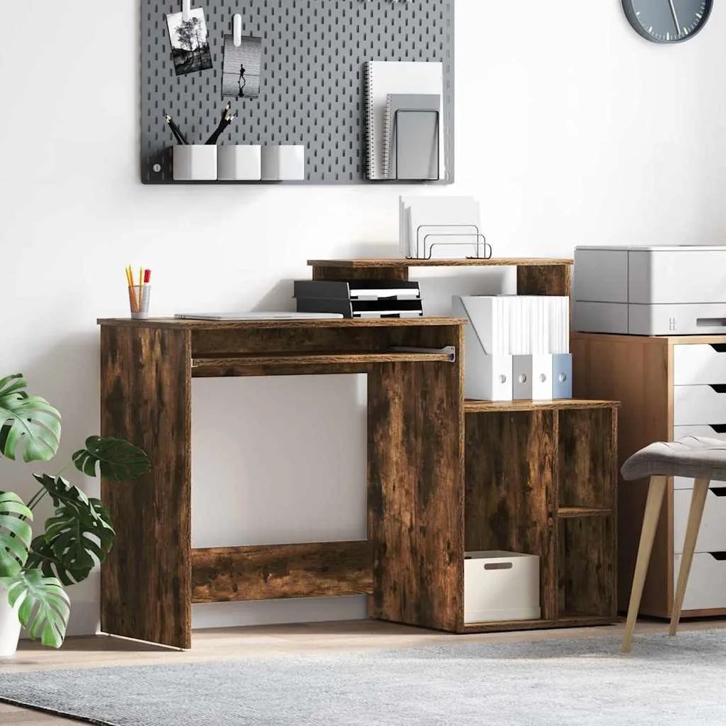 Mesa com Armazenamento Carvalho Fumado 120.5x44x88.5 cm Madeira Deriva