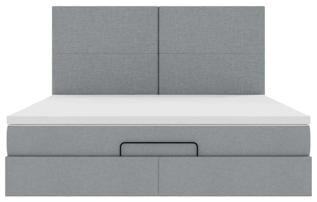 Estrutura cama otomana colchão 160x200 cm tecido cinzento claro