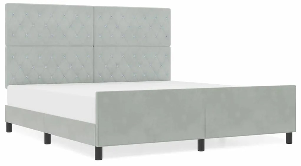 Cama vidaXL Cinza Claro 180x200 cm Veludo