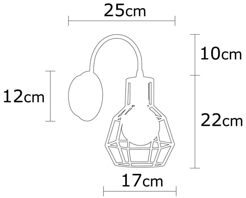 Aplique de Parede Kapadokya – Preto e Bronze – Diâmetro 17 cm, Altura