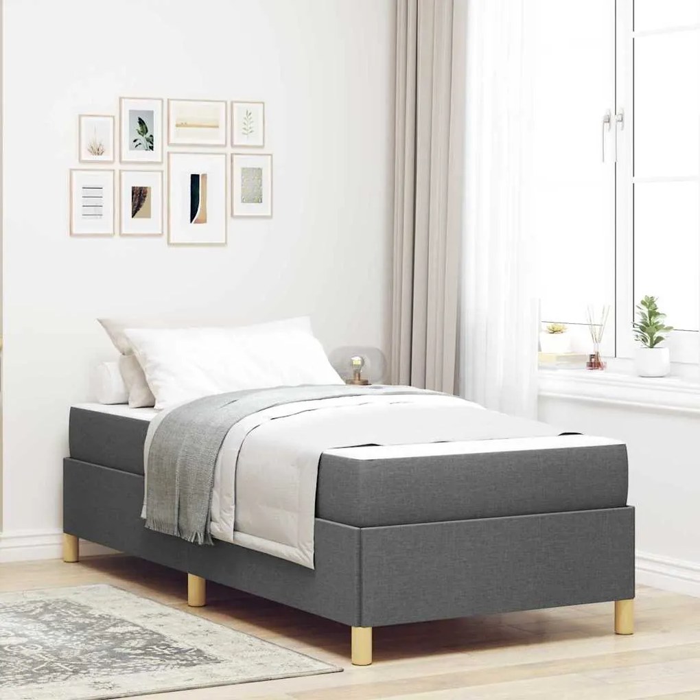vidaXL Estrutura da Cama com colchão Cinza Escuro 90 x 190 cm tecido