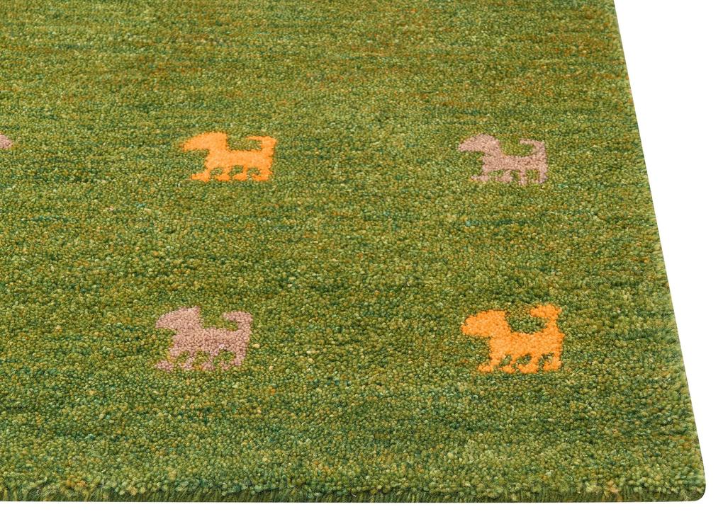 Tapete Gabbeh em lã verde 200 x 300 cm YULAFI Beliani