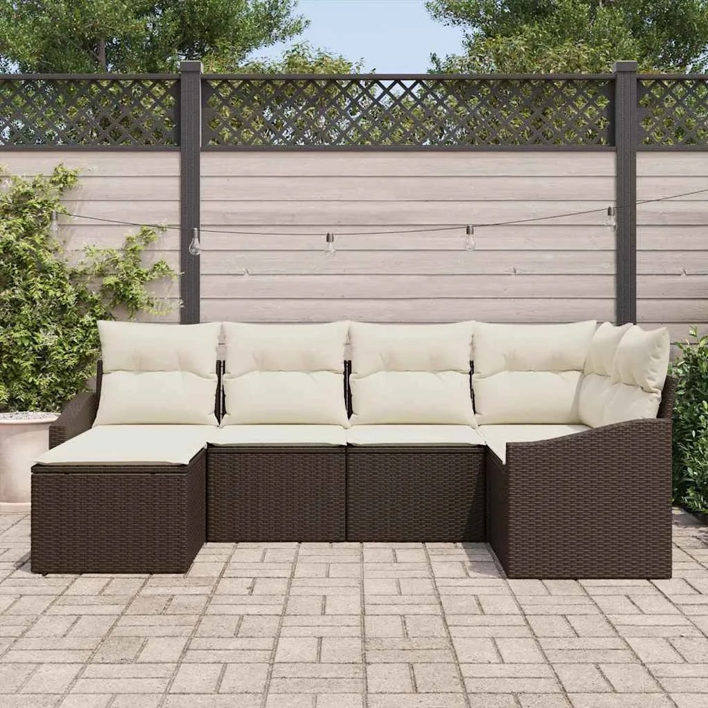 Conjunto de Jantar de Jardim com 6 Peças e Almofadas em Rattan Sintéti