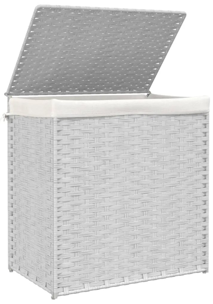 Cesto p/ roupa suja c/ 2 secções 53x35x57 cm vime PE branco
