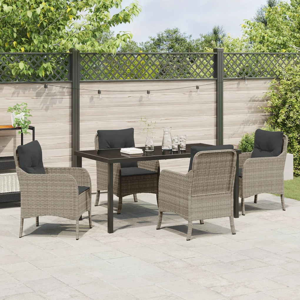 Conjunto de Jantar de Jardim com Almofadas Cinza Claro Vime PE