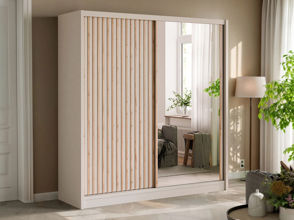 Roupeiro Honolulu 274, Caxemira, Carvalho wotan, 215x203x60cm, 183.3 kg, Portas para roupeiro: Deslizante