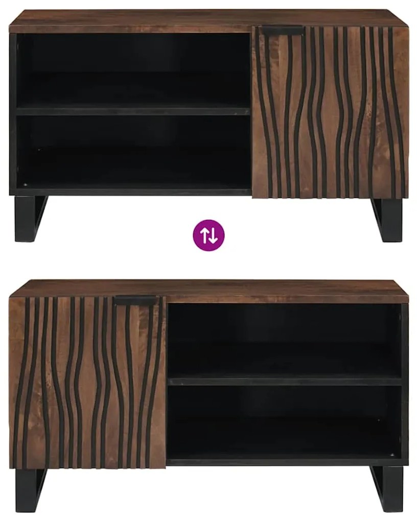 Estante de TV – 80 x 31,5 x 46 cm em Madeira Sólida e Madeira de Engen