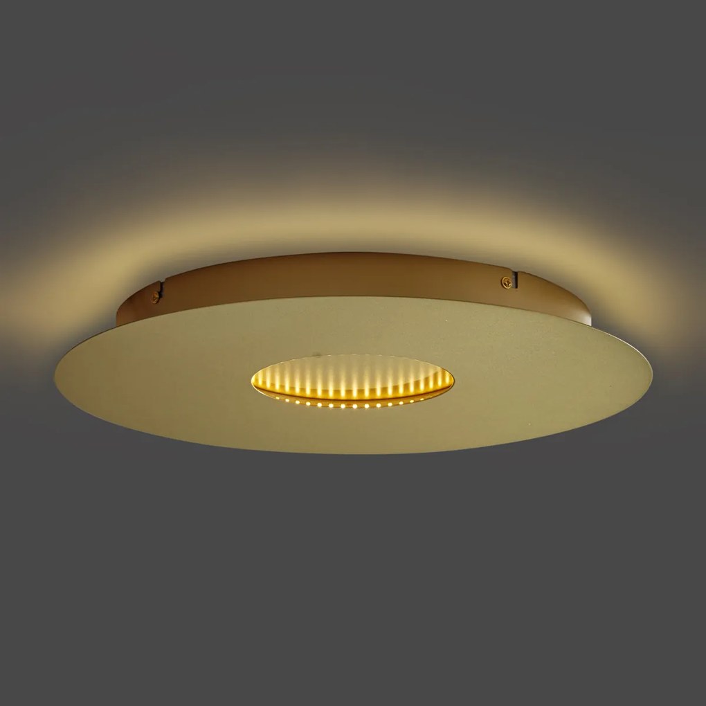 Plafon moderno dourado 40cm incl. LED regulável em 3 níveis - Morning Moderno