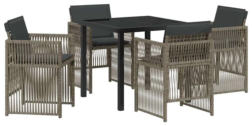 Conjunto de Jantar para Jardim com 5 Peças e Almofadas Cinzas de Ratta