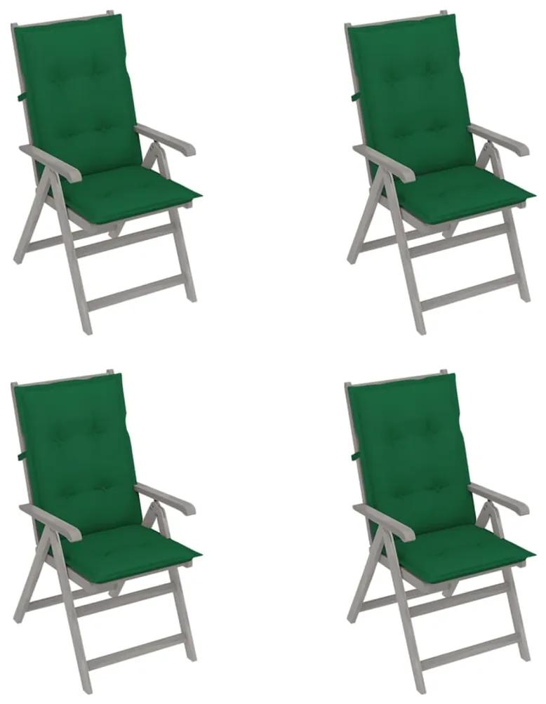 3065397 vidaXL Cadeiras jardim reclináveis c/ almofadões 4 pcs acácia maciça