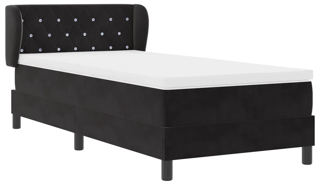 Camas Box Spring vidaXL com Colchão Preto 90x190 cm em Veludo