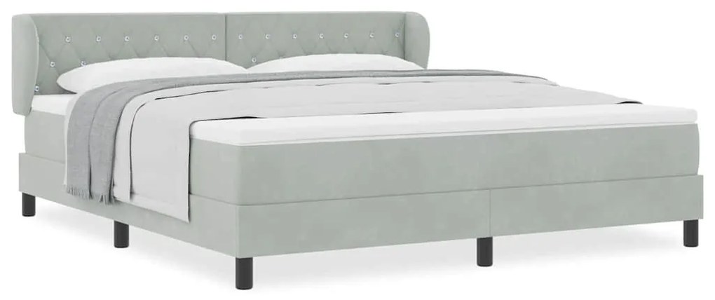 Cama Box Spring com Colchão vidaXL Cinza Claro 180x200 cm Veludo