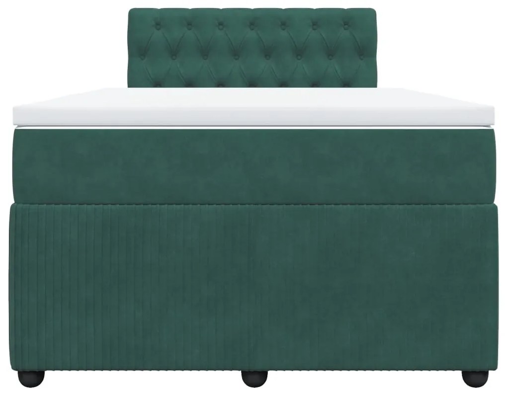 Cama boxspring com colchão 120x190 cm veludo verde-escuro