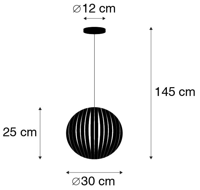 Candeeiro de suspensão moderno preto 30 cm - Zoë Moderno