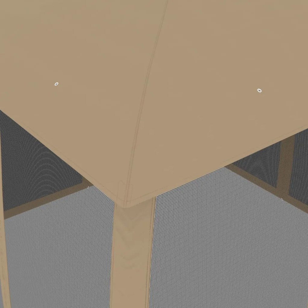 Gazebo c/ teto duplo/paredes de malha aço cinzento-acastanhado