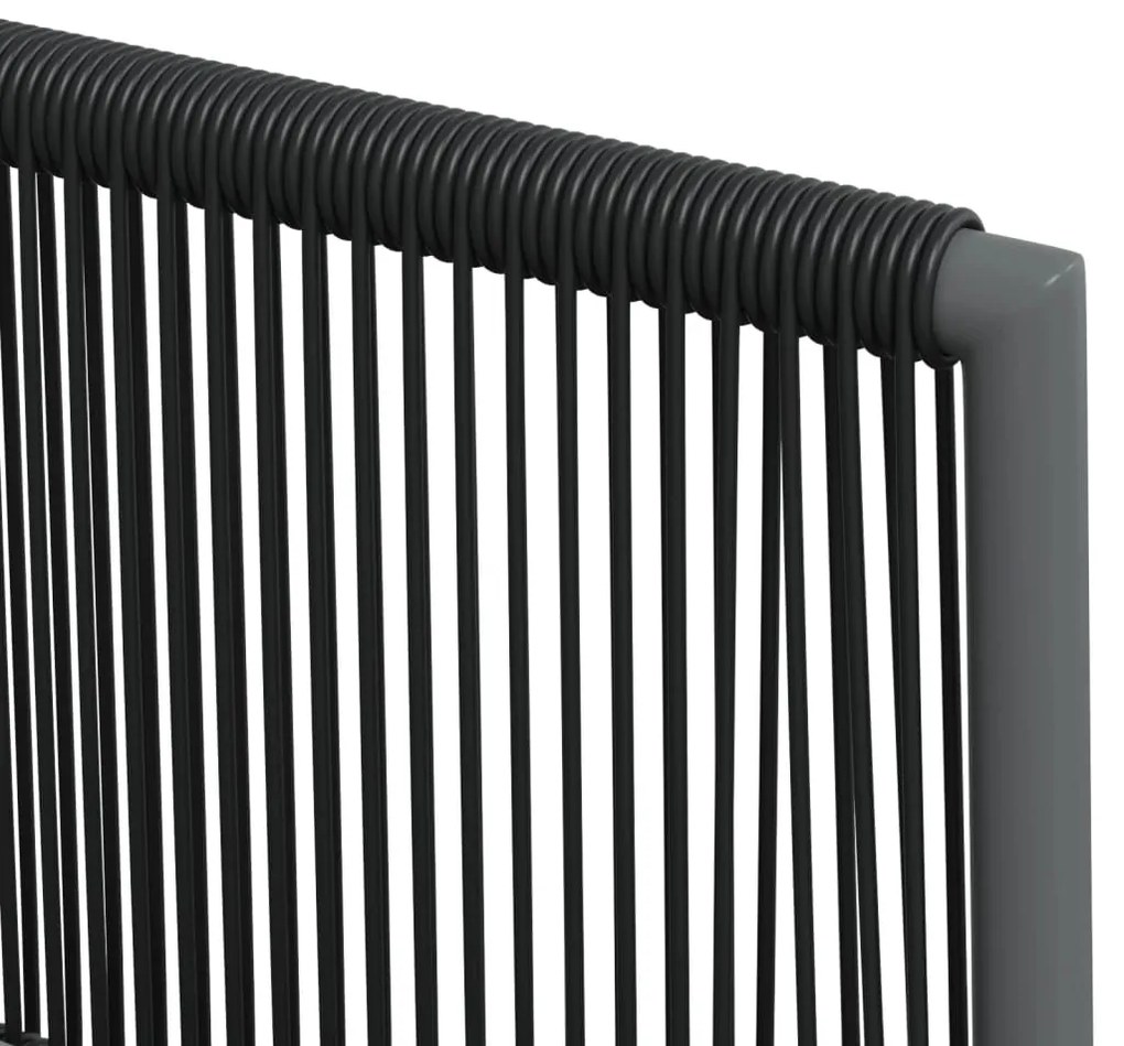 3 pcs conjunto jantar p/ jardim c/ almofadões vime PE/aço preto