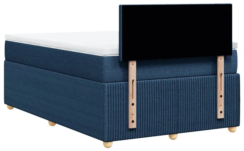 Cama boxspring com colchão 120x190 cm tecido azul