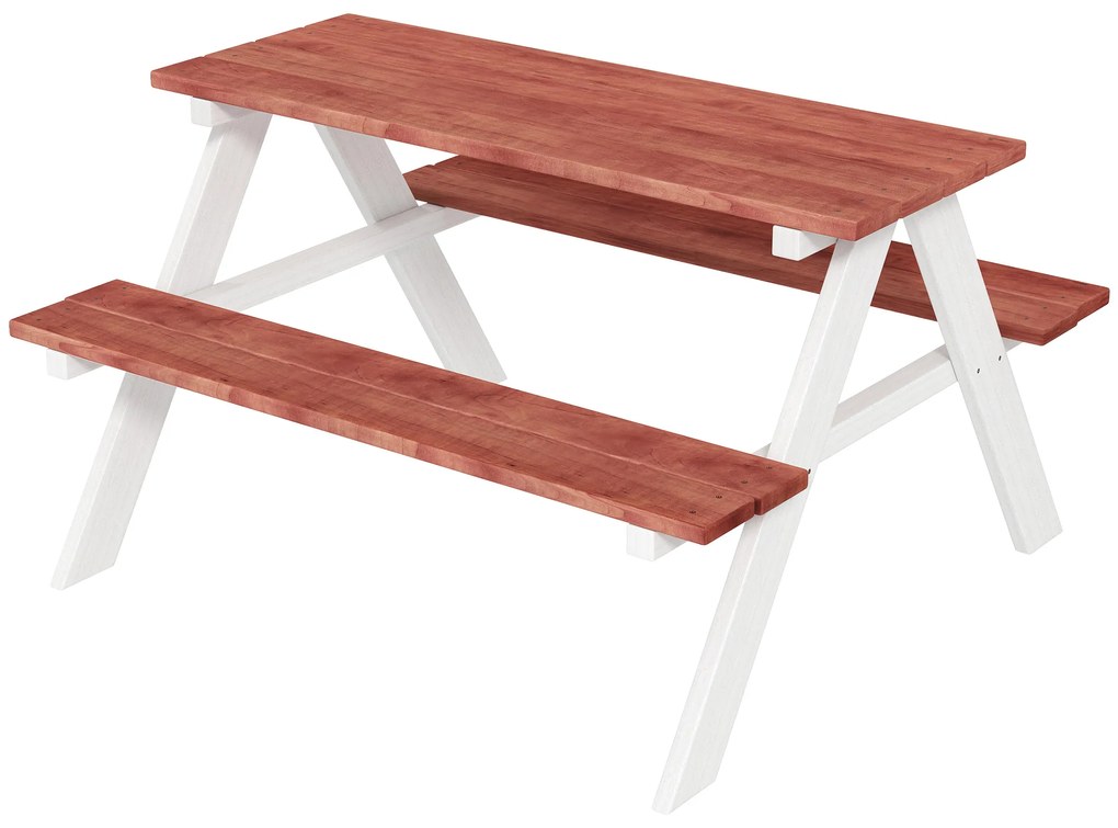 Outsunny Conjunto de Jardim Infantil de Madeira Mesa de Piquenique com Bancos para Crianças de 3-8 Anos 89x79x50 cm Castanho e Branco | Aosom Portugal