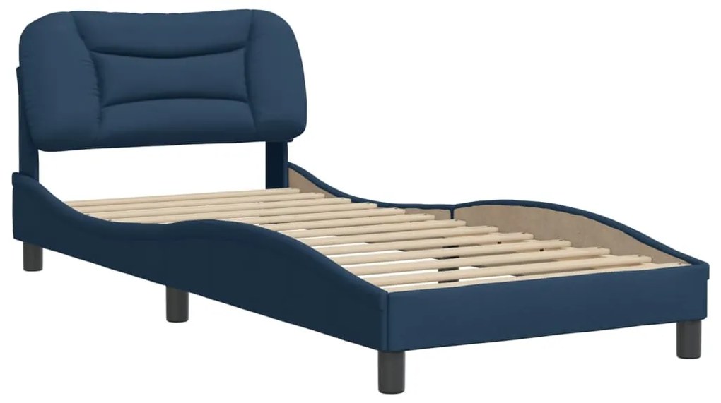 Estrutura de cama sem colchão 90x200 cm tecido azul