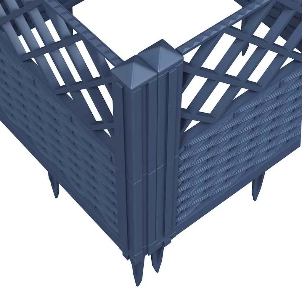 Vaso/floreira de jardim c/ estacas 43,5x43,5x43,5cm PP cinzento azul