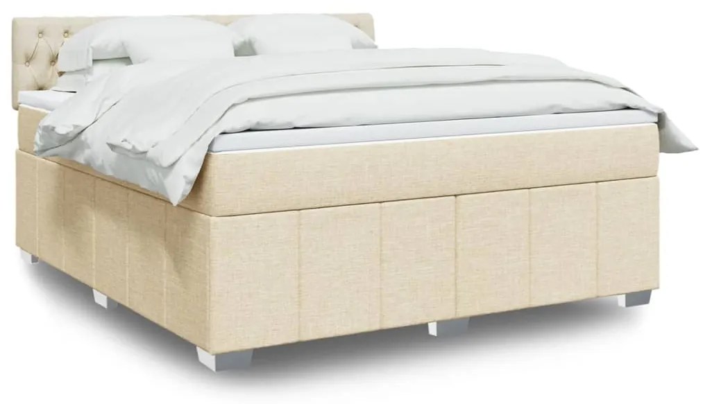 vidaXL Cama com molas/colchão 180x200 cm tecido cor creme